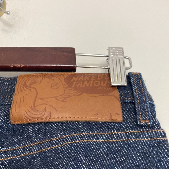 Naked and Famous Jeans Mens 31 x 32 Weird Guy Dark Blue Indigo Stretch Selvedge - Picture 10 of 13